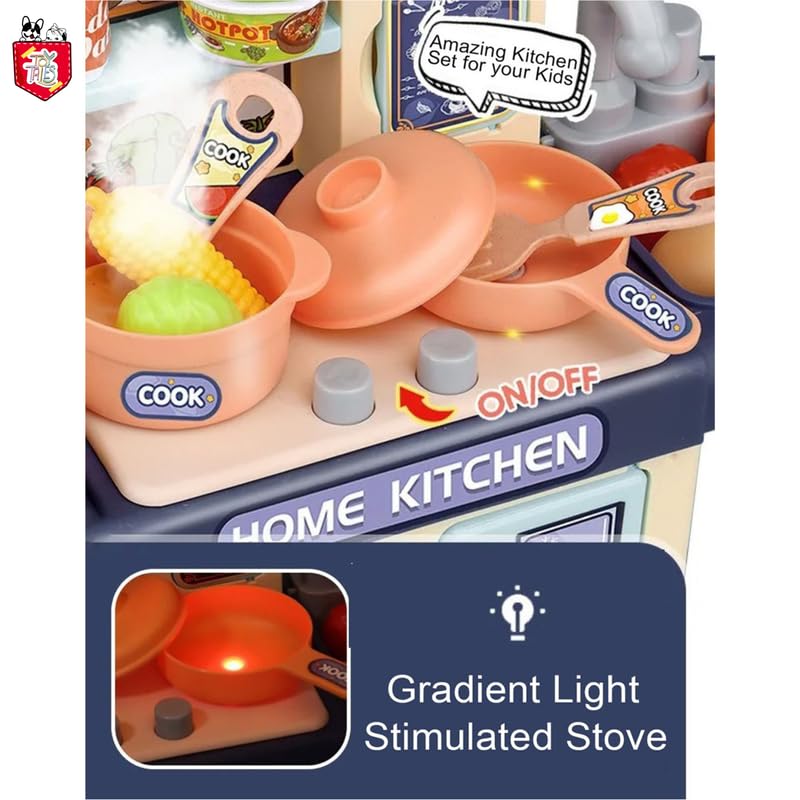 Bucatarie cu sunete si lumini pentru copii, 36 cm, 3 ani+,Roz 01