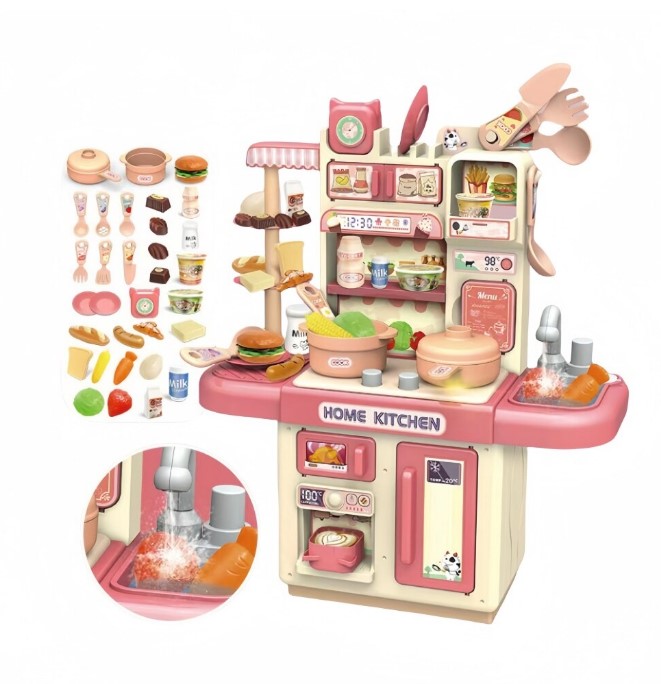 Bucatarie cu sunete si lumini pentru copii, 36 cm, 3 ani+,Roz 01