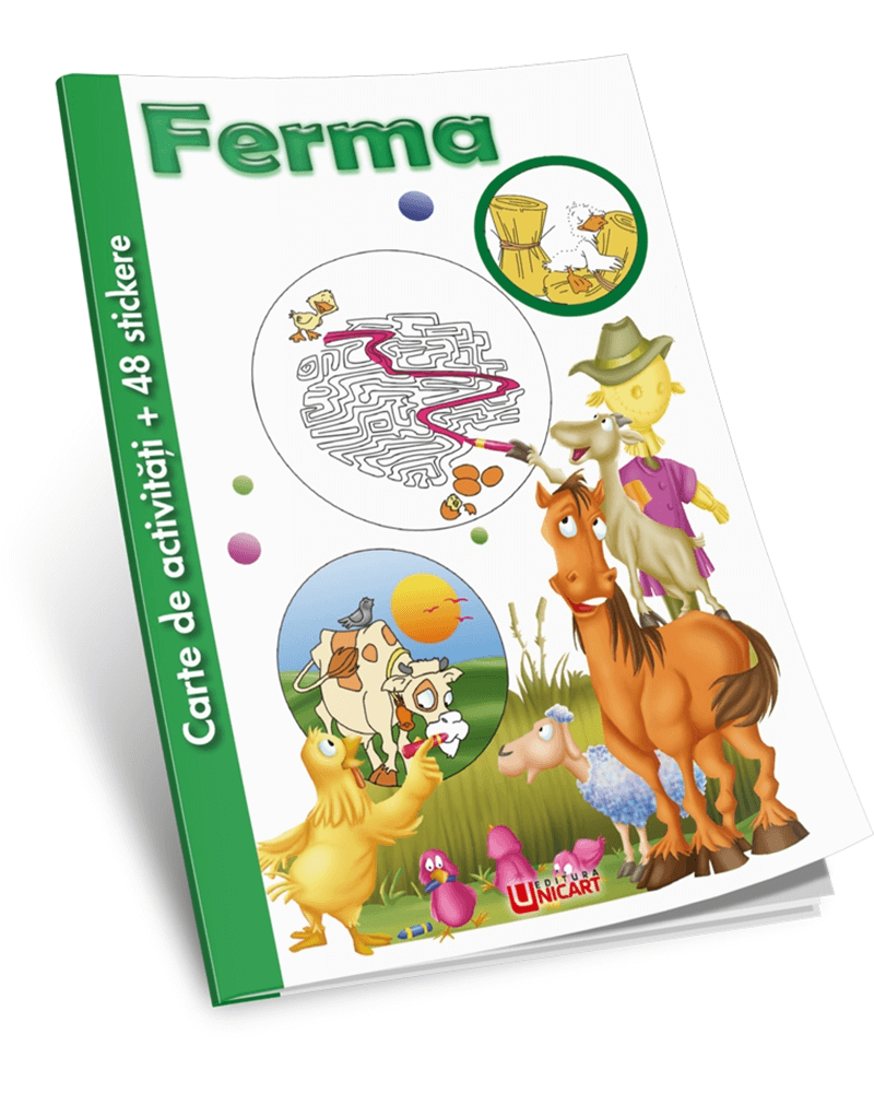 Carte copii, Activitati si Stickere - Ferma, 100 pagini