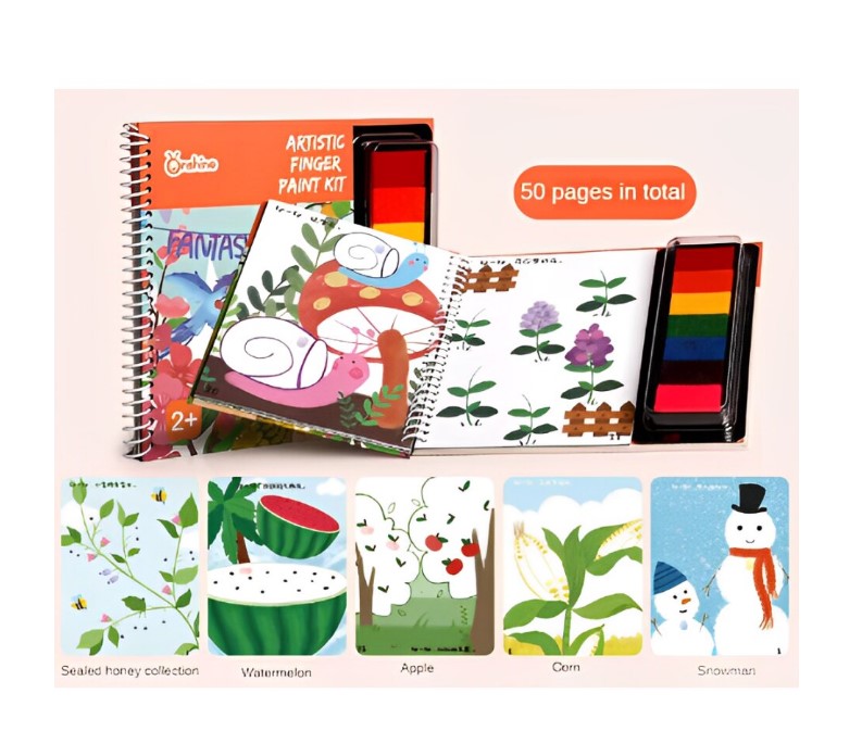 Carte de pictat cu degetele, Finger Paint Kit, 2 ani, Onshine 01