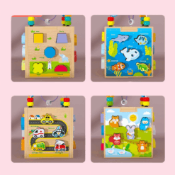 Centru de activitati 5 in 1, Jucarie educativa de tip Montessori, 3 ani+