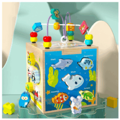 Centru de activitati 5 in 1, Jucarie educativa de tip Montessori, 3 ani+