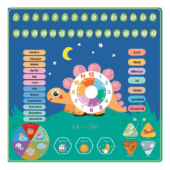 Joc Ceas Calendar, tablita de scris, din Lemn - Limba Romana, 3 ani 02