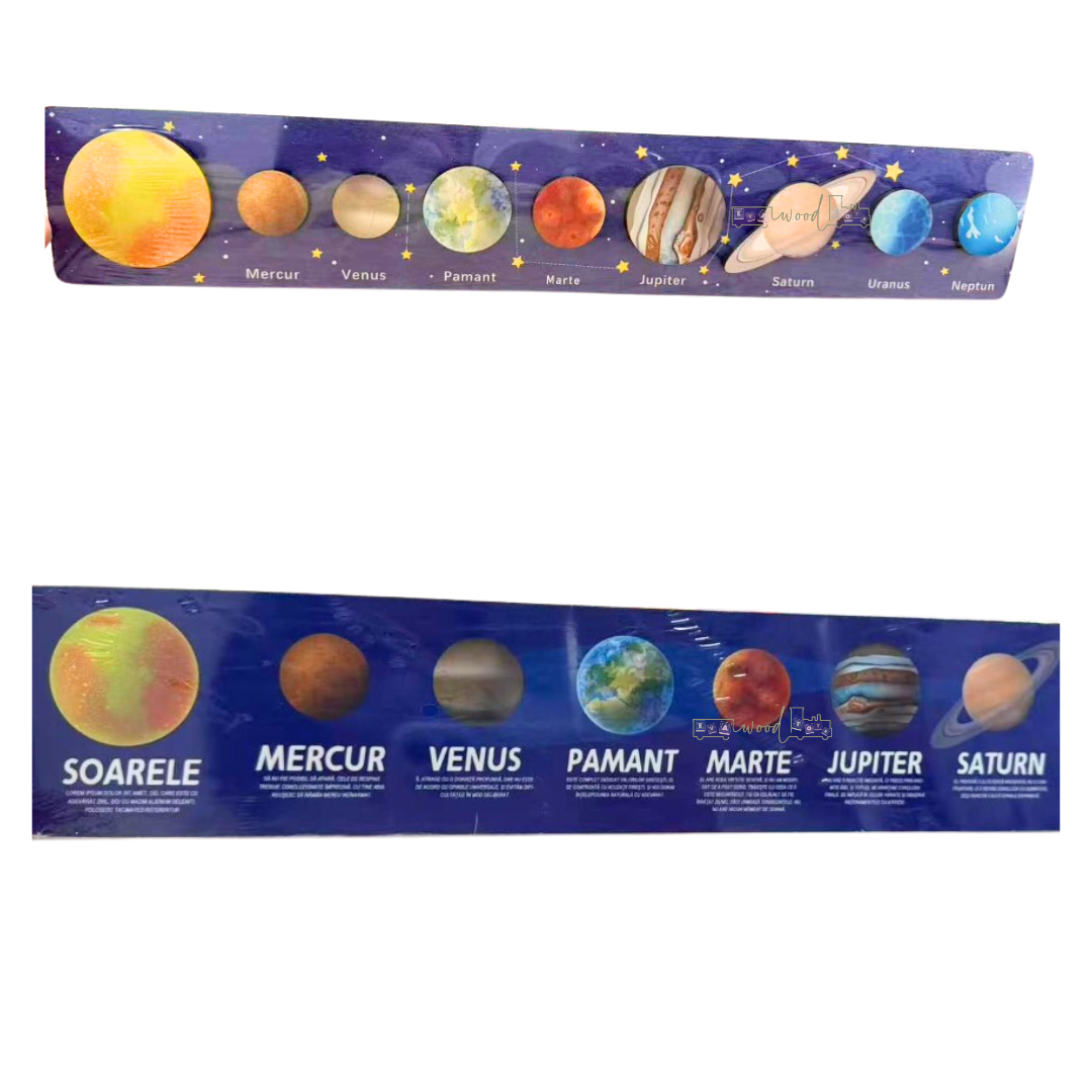 Joc Montessori de tip puzzle incastru - Sistemul Solar, Limba romana - imagine 2