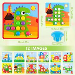 Joc Mozaic Creativ cu butoni mari, 12 planse, Button Idea, 3 ani 0006