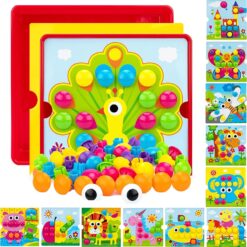 Joc Mozaic Creativ cu butoni mari, 12 planse, Button Idea, 3 ani 02