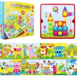 Joc Mozaic Creativ cu butoni mari, 12 planse, Button Idea, 3 ani