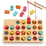 Joc de tip Montessori, Dexteritate si joc magnetic de pescuit, 3 ani, Alfabet