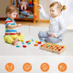 Joc de tip Montessori, Dexteritate si joc magnetic de pescuit, 3 ani, Alfabet 01