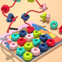 Joc din lemn de tip Montessori - Mozaic cu ciupercuțe, 3 ANI 01