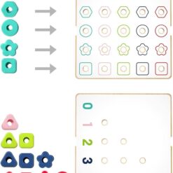 Joc din lemn de tip Montessori - Mozaic cu ciupercuțe, 3 ANI 01