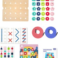 Joc din lemn de tip Montessori - Mozaic cu ciupercuțe, 3 ANI 01