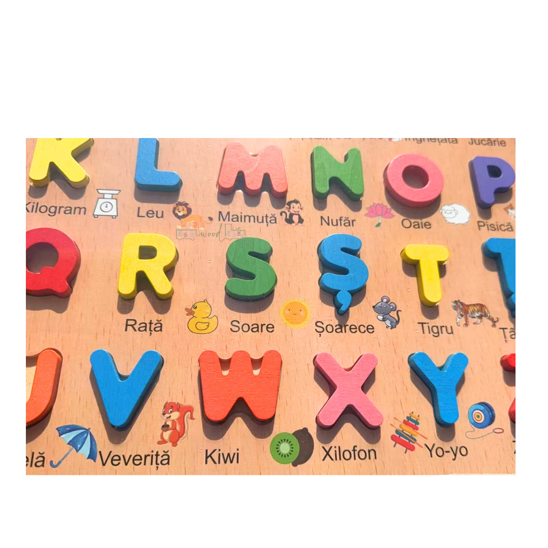 Joc educativ, puzzle incastru de asociere in limba romana, Alfabet romanesc - imagine 5