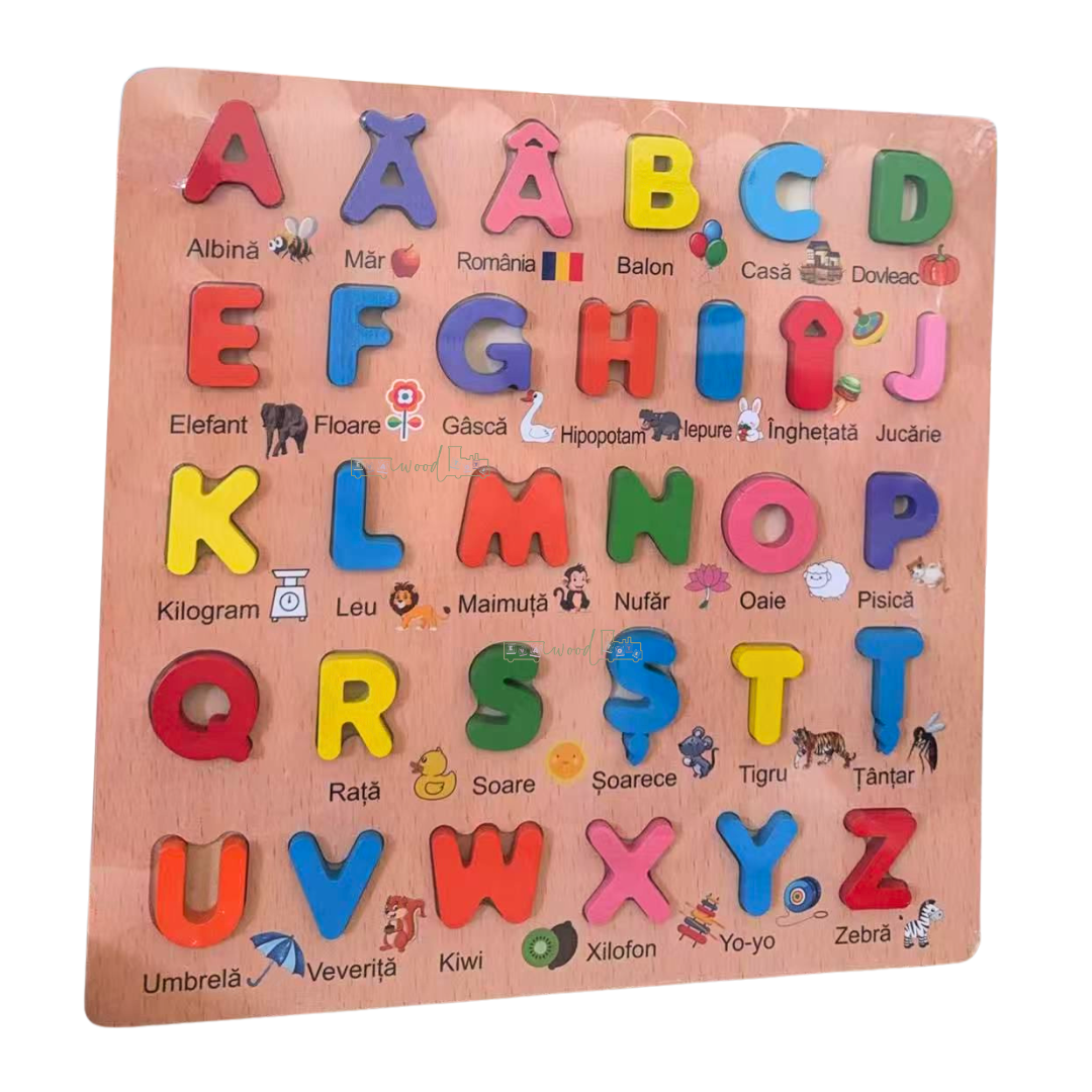Joc educativ, puzzle incastru de asociere in limba romana, Alfabet romanesc - imagine 2