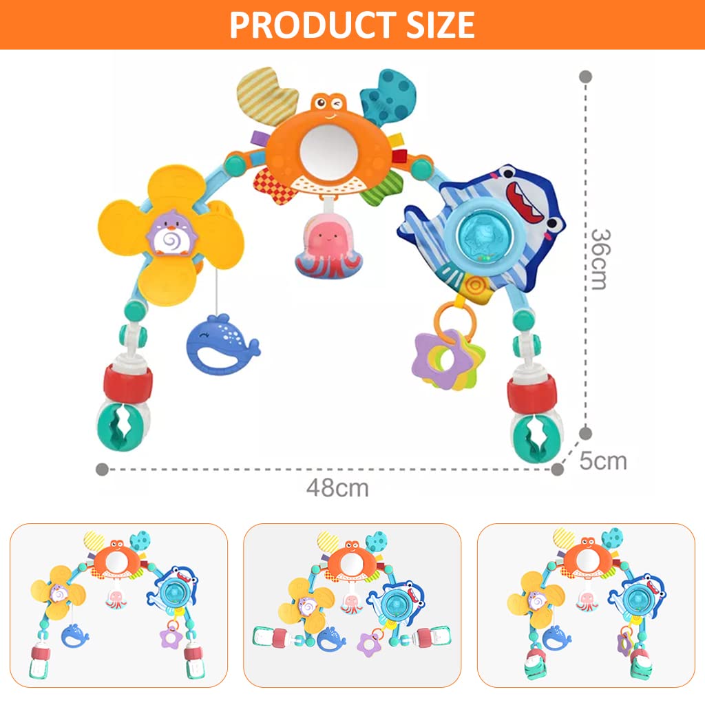 Jucarie bebe pentru carut si patut, Arcada ajustabila si pliabila, 0 luni+, Animale 07