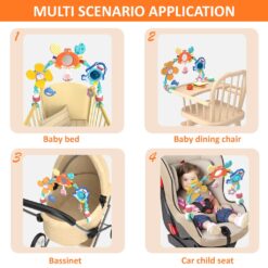 Jucarie bebe pentru carut si patut, Arcada ajustabila si pliabila, 0 luni+, Animale 04