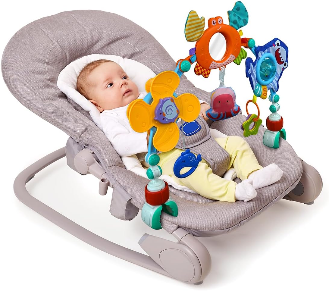 Jucarie bebe pentru carut si patut, Arcada ajustabila si pliabila, 0 luni+, Animale 07