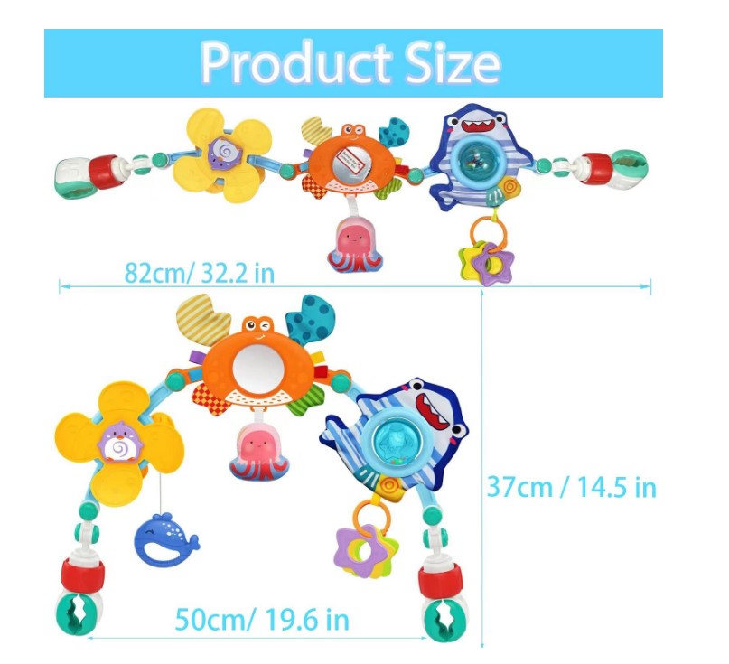Jucarie bebe pentru carut si patut, Arcada ajustabila si pliabila, 0 luni+, Animale 07