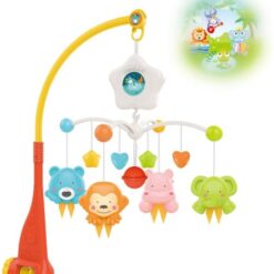 Jucarie bebe pentru patut, 0 luni+, Carusel muzical, Rosu 04