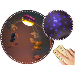 Jucarie bebe pentru patut, 0 luni+, Carusel muzical cu telecomanda, Roz 01