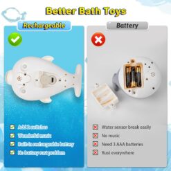 Jucarie de baie, Balena care lumineaza si stropeste, 6 luni+, Alb 01