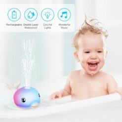 Jucarie de baie, Balena care lumineaza si stropeste, 6 luni+, Alb 01