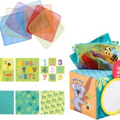 Jucarie senzoriala bebe, Cutia cu batiste, 6 luni+ 01