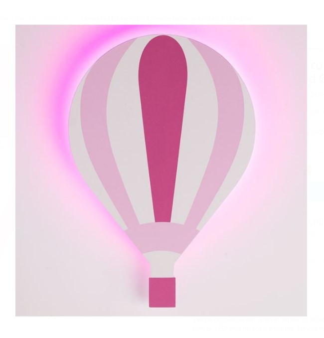 Lampa de veghe din lemn, pentru perete cu led, Balon roz 01