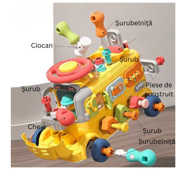 Masinuta interactiva cu activitati educative, 3 ani 01