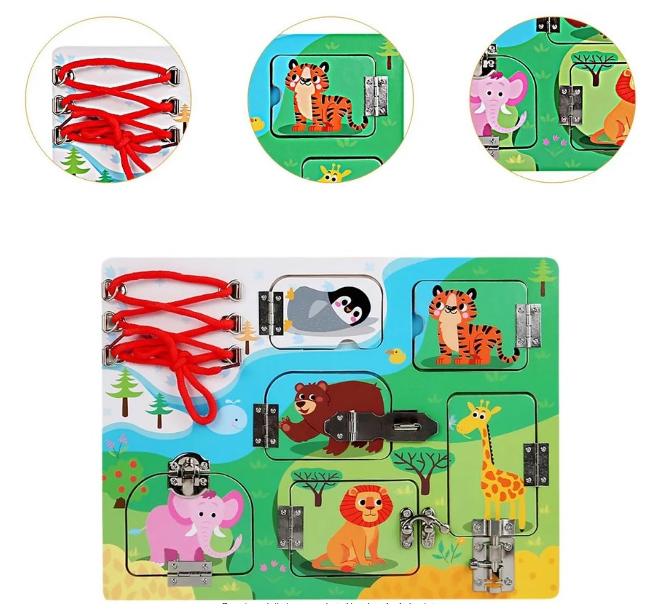 Placa cu activitati Montessori - Incuie Descuie, 3 ani+ 01