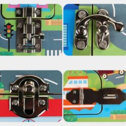 Placa cu activitati Montessori - Incuie Descuie, 3 ani, Vehicule