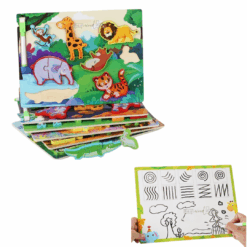 Puzzle duo piese groase lemn si tablita de scris 01