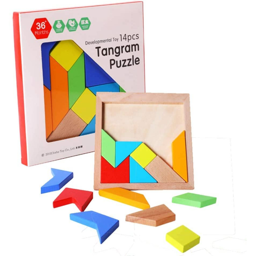 Puzzle forme geometrice, Tangram, 3 ani+, 14 piese 01