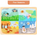 Puzzle incastru din lemn cu butoni si imagine de asociere –Anotimpuri