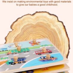 Puzzle incastru din lemn cu butoni si imagine de asociere –Anotimpuri