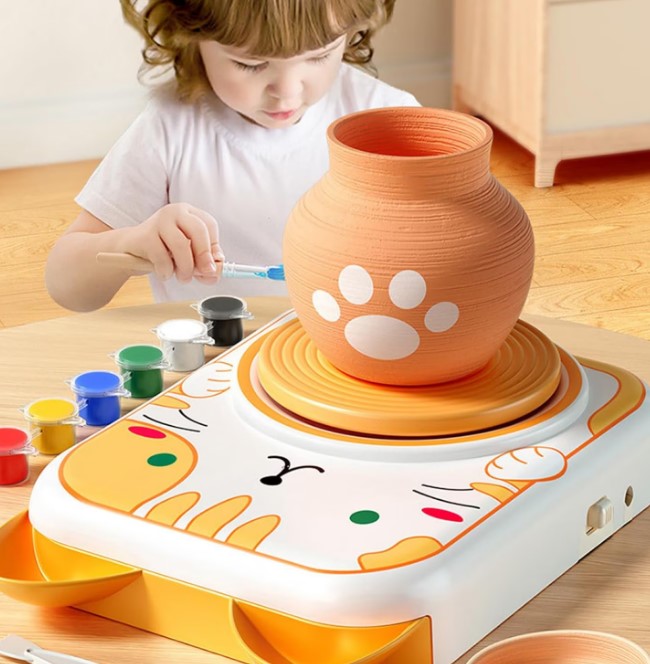 Set creativ de pictura si modelaj - Joc olarit Pet Pottery Machine, 3 ani 03