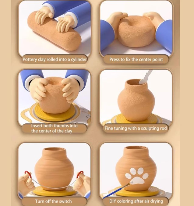 Set creativ de pictura si modelaj - Joc olarit Pet Pottery Machine, 3 ani 03