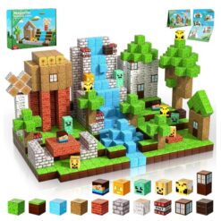 Set de constructie magnetic cu 320 de piese, 3 ani+, Minecraft