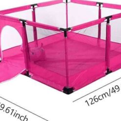 Tarc de joaca pentru copii,126cm x 126 cm si 50 bile colorate, Roz