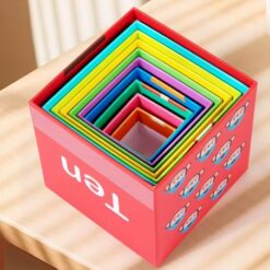 Turn piramida, set 10 cuburi din carton de stivuit