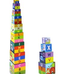 Turn piramida, set 10 cuburi din lemn, 3 ani 08