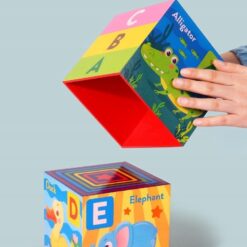 Turn piramida, set 10 cuburi din lemn, 3 ani 08