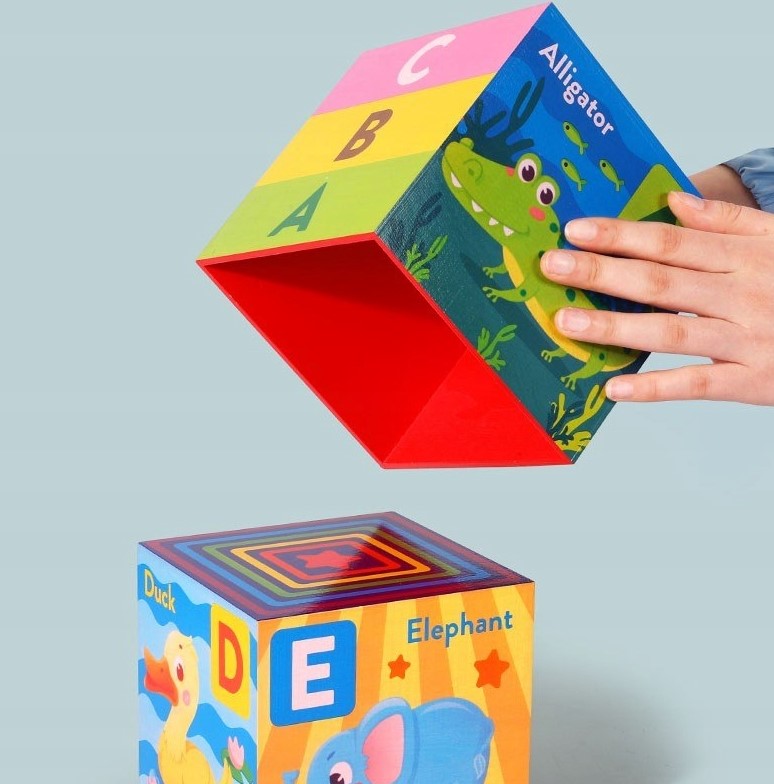 Turn piramida, set 10 cuburi din lemn, 3 ani 08