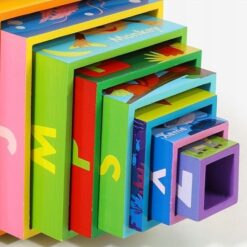 Turn piramida, set 10 cuburi din lemn, 3 ani 08