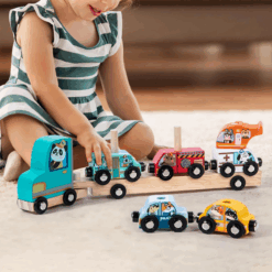 Camion Transportator din lemn cu 6 Vehicule, 3 ani