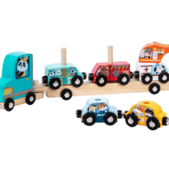 Camion Transportator din lemn cu 6 Vehicule, 3 ani