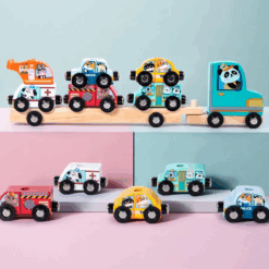 Camion Transportator din lemn cu 6 Vehicule, 3 ani