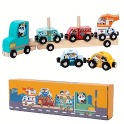 Camion Transportator din lemn cu 6 Vehicule, 3 ani