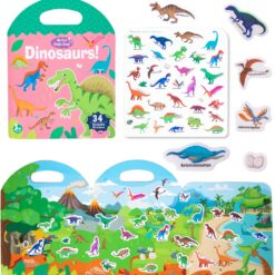 Carte cu 34 stickere reutilizabile - Dinozauri, 3 ani+