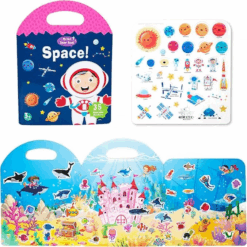 Carte cu 35 stickere reutilizabile - Spatiul cosmic, 3 ani+
